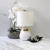 Simple Designs 14 Metallic Gold and White Metal Bedside 4 Settings Touch Table Lamp with White Fabric Drum Shade LT1106-WHT
